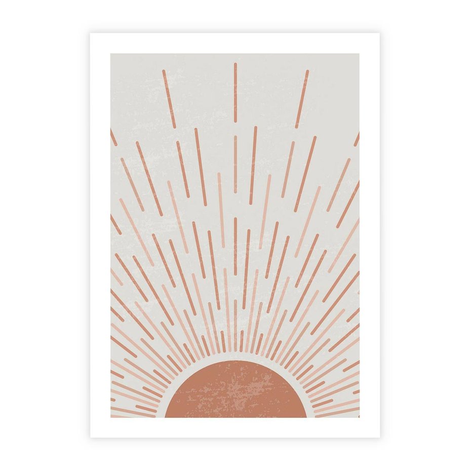 Plakat bez ramy 30x40 - Słońce w Stylu Boho - słońce, grafika boho