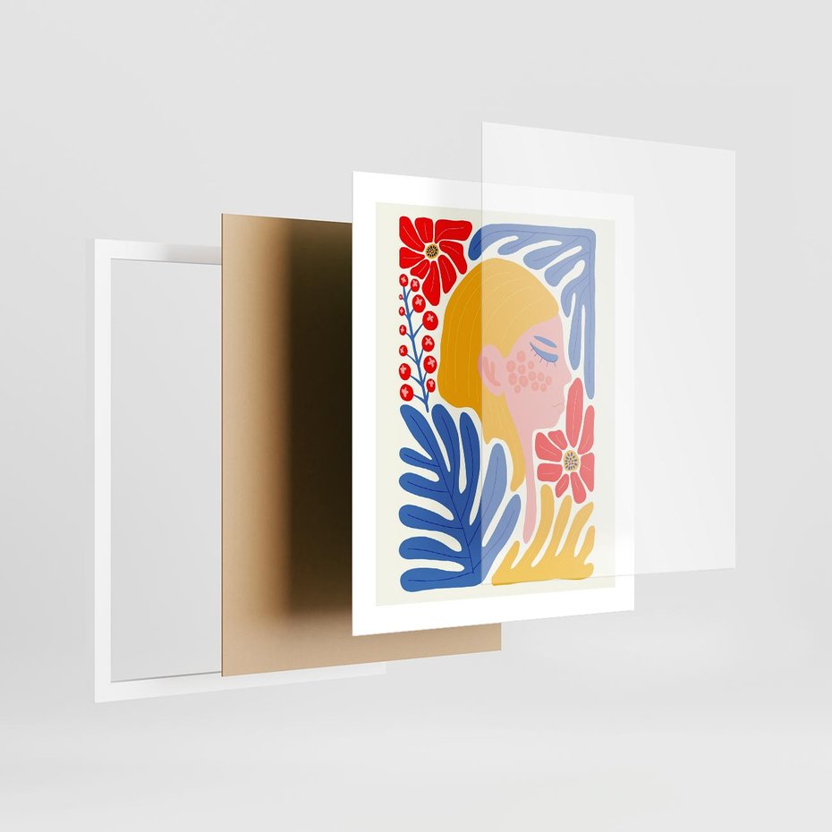 Plakat w ramie 40x50 - Kolorowe Rytmy - kobieca sztuka, abstrakcja - rama biała