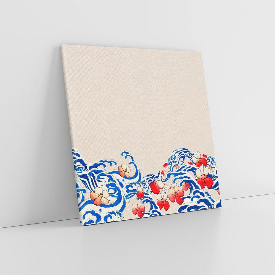 Obraz na płótnie 60x60 - Japońska Harmonia: Falujące Kwiaty - japonia, orientalne kwiaty wiśni