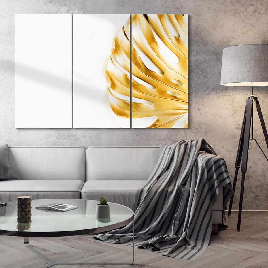 Obraz na płótnie 120x80 - Przyjemność dla Oczu - złote, liście