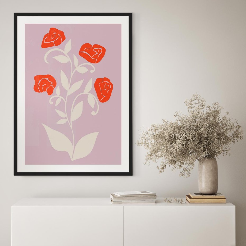 Plakat w ramie 40x50 - Migotliwe Widzenie Kwiatów - nowoczesny plakat, roślinne motywy - rama czarna
