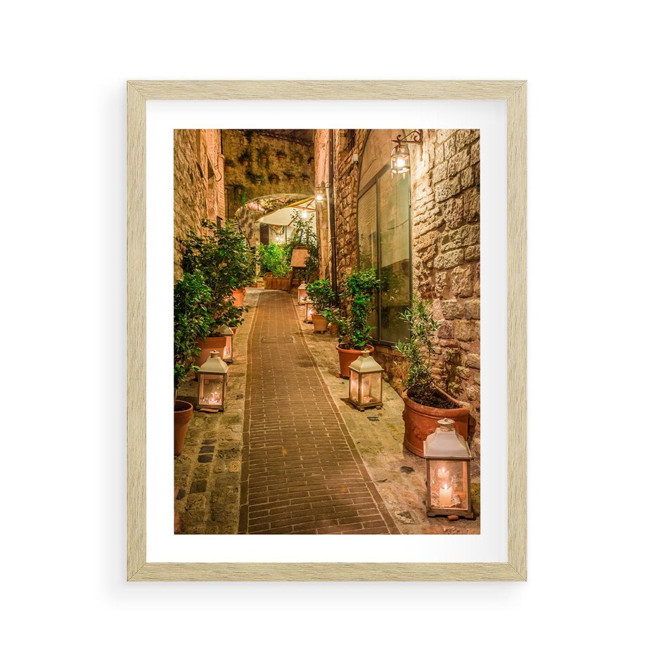 Plakat w ramie 40x50 - Perspektywa Uliczki Miejskiej - uliczka, perspektywa - rama drewno