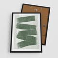 Plakat w ramie 50x70 - Zielone Refleksje - abstrakcja, zgaszony zielony kolor - rama czarna