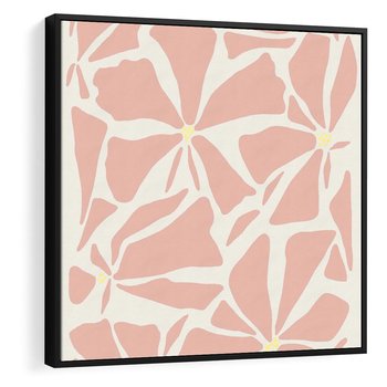 Obraz w ramie 50x50 - Akwarelowe Promienie - abstrakcyjne boho kwiaty, kompozycja - rama czarna