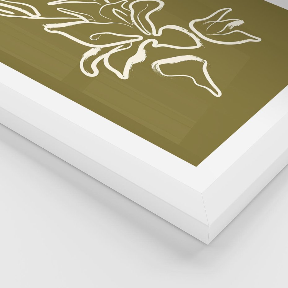 Plakat w ramie 30x40 - Przenikające Barwy - abstrakcyjna roślina, kwiaty - rama biała