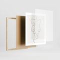 Plakat w ramie 40x50 - Jedna Linia, Dwie Twarze - minimalistyczny plakat, dwie twarze - rama drewno