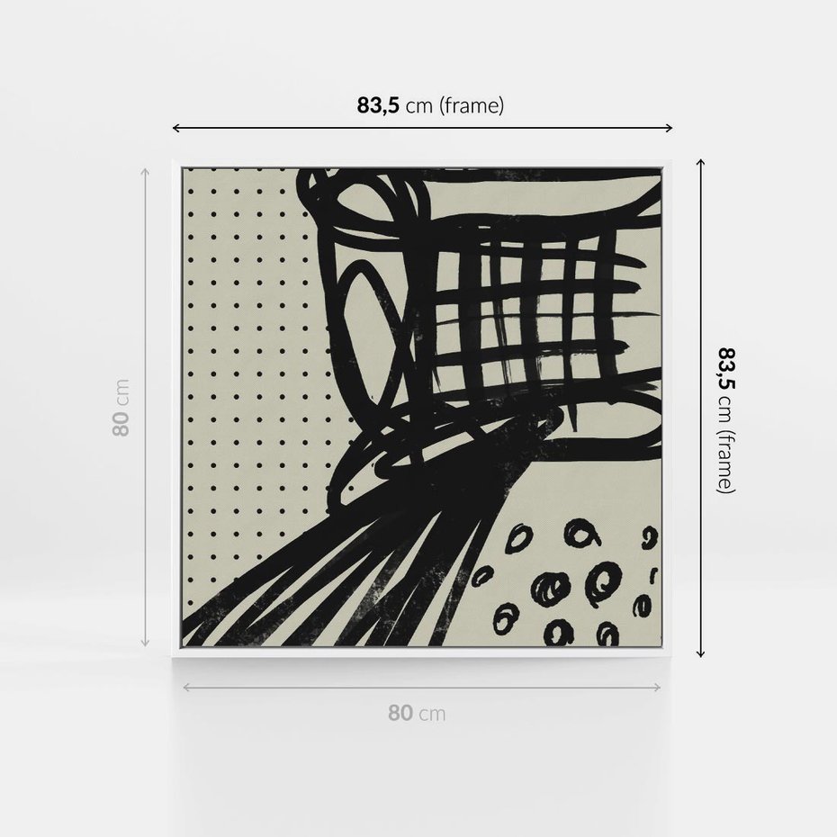 Obraz w ramie 80x80 - Złudne Kontemplacje - abstrakcyjna mroczna kompozycja, nieregularne - rama biała