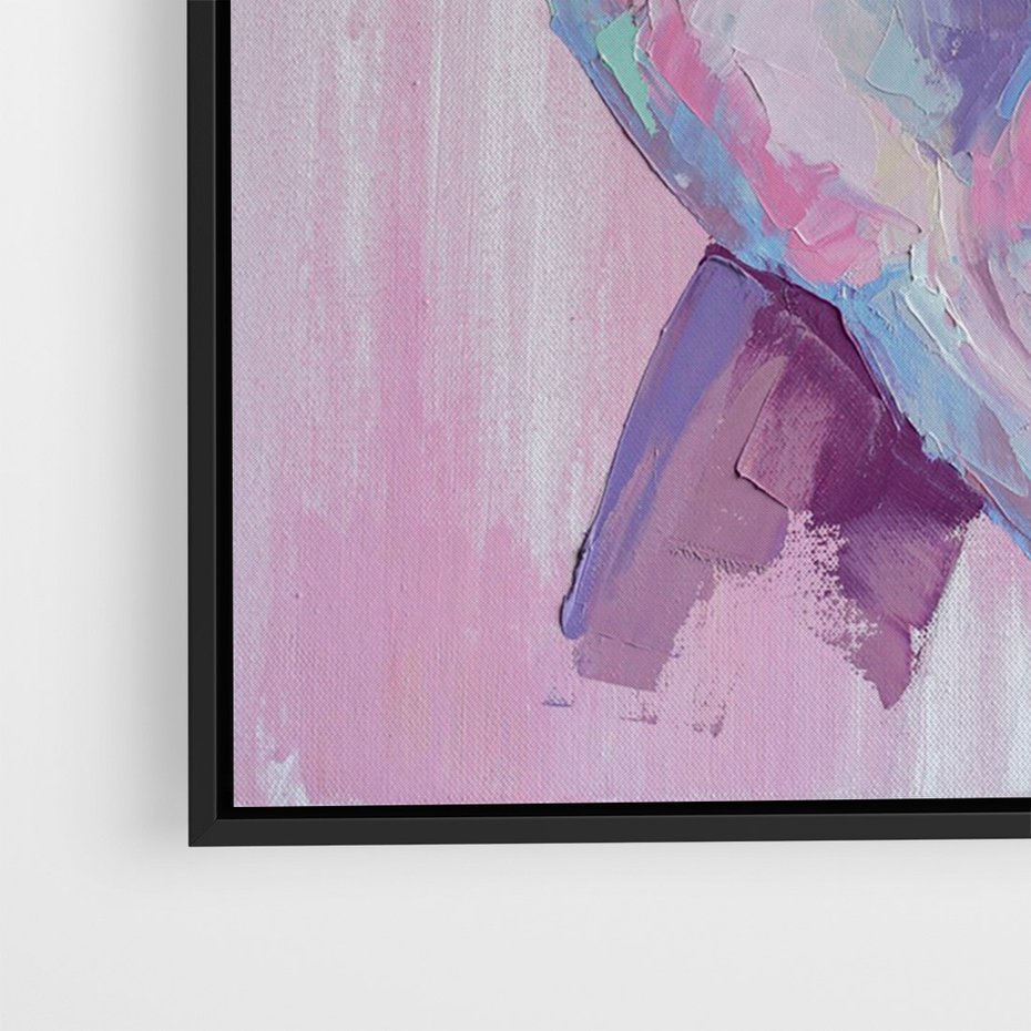 Obraz w ramie 70x100 - Splecione - obraz olejny, pastelowe kolory - rama czarna