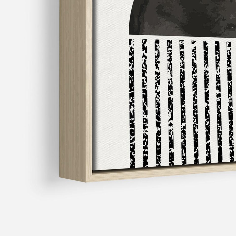 Obraz w ramie 80x80 - Księga Wibracji - abstrakcyjne czarno białe formy, minmalizm - rama drewno