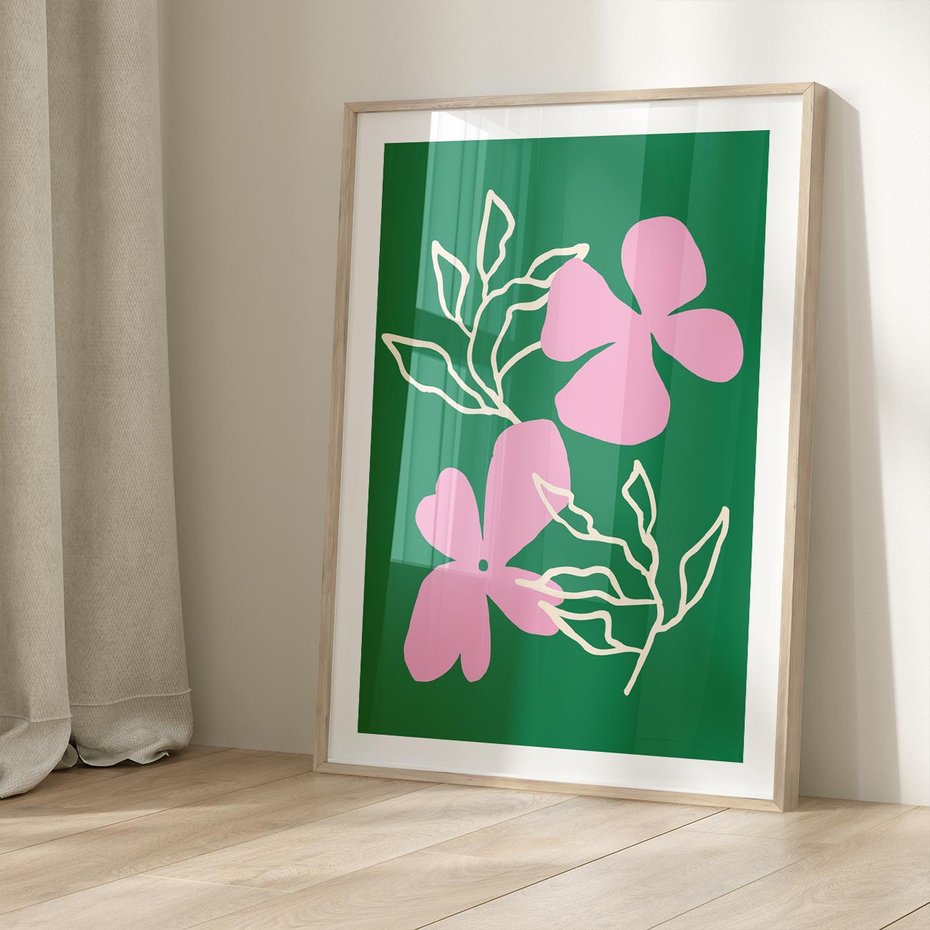 Plakat w ramie 40x50 - Wewnętrzne Fale - abstrakcyjny plakat, boho styl - rama drewno