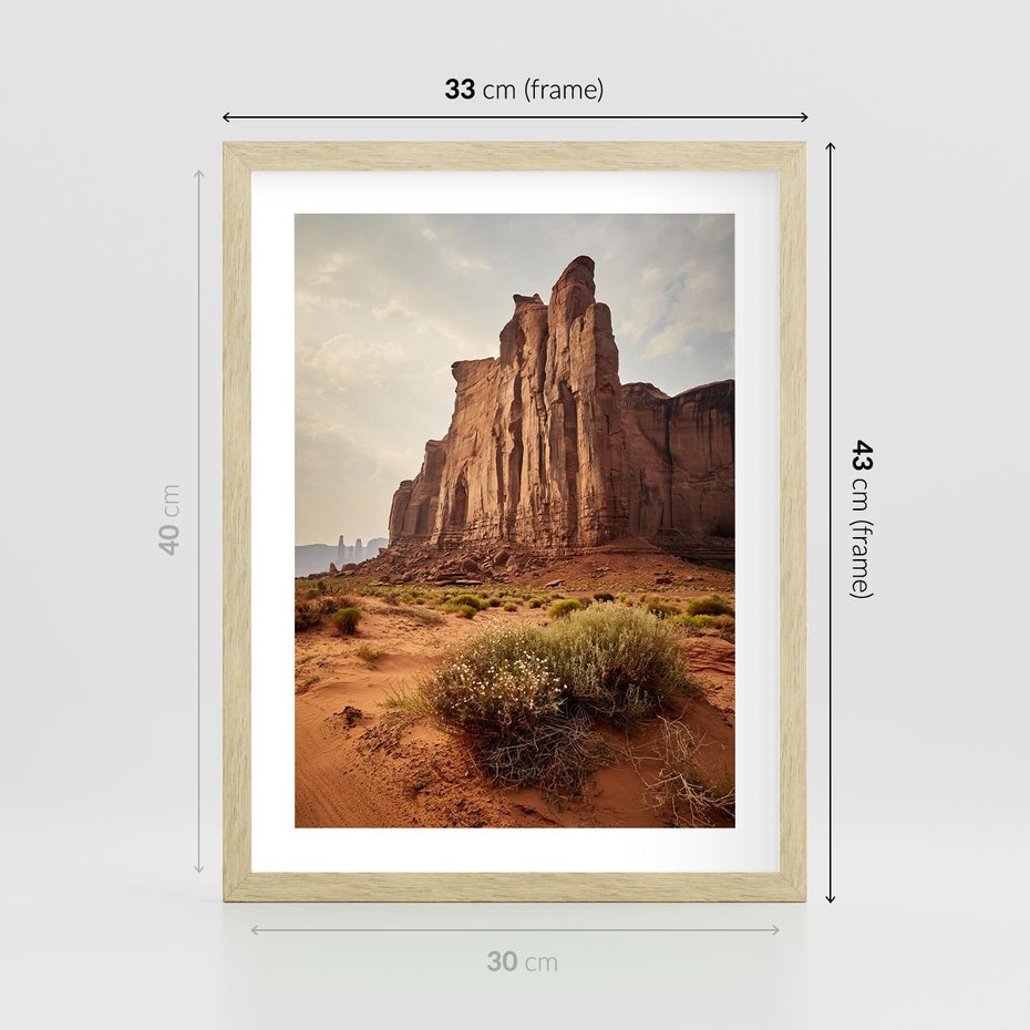 Plakat w ramie 30x40 - Pejzaż pustynnego kanionu - pustynia, kanion - rama drewno