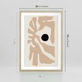 Plakat w ramie 50x70 - Eksploracja Abstrakcji - beżowa absrakcyjna kompozycja, czarny akcent - rama drewno