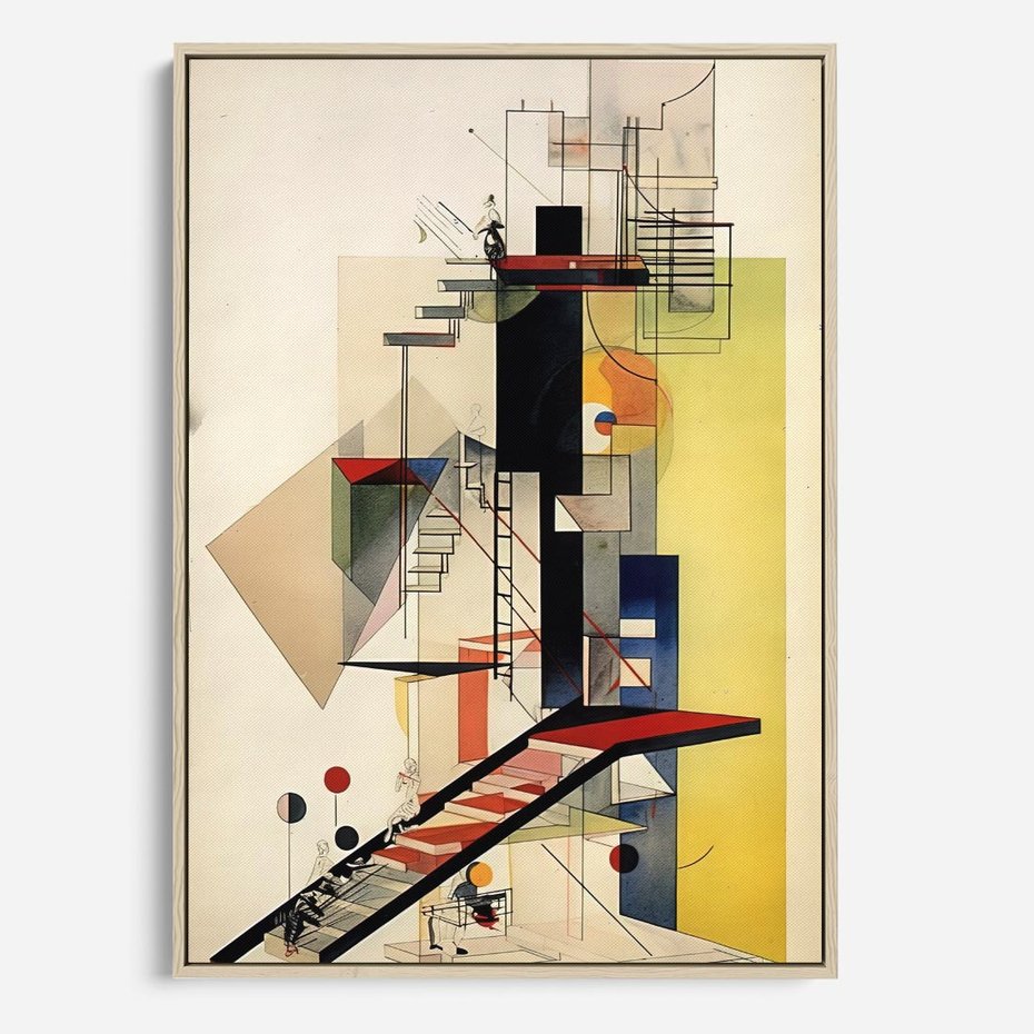 Obraz w ramie 70x100 - Kolorowe Wnętrza Inspiracji - abstrakcyjny obraz, jak kandinsky - rama drewno