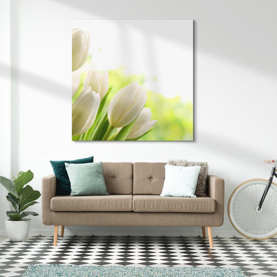 Obraz na płótnie 60x60 - delikatność kwiatów - tulipany, kwiat