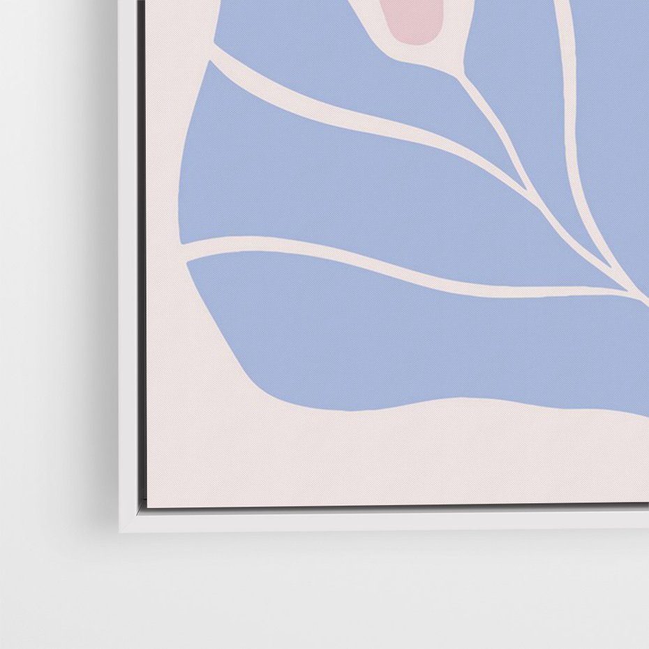 Obraz w ramie 50x70 - Kwiatowe Granice Kształtów - nowoczesny plakat, kwiaty w pastelowych kolorach - rama biała