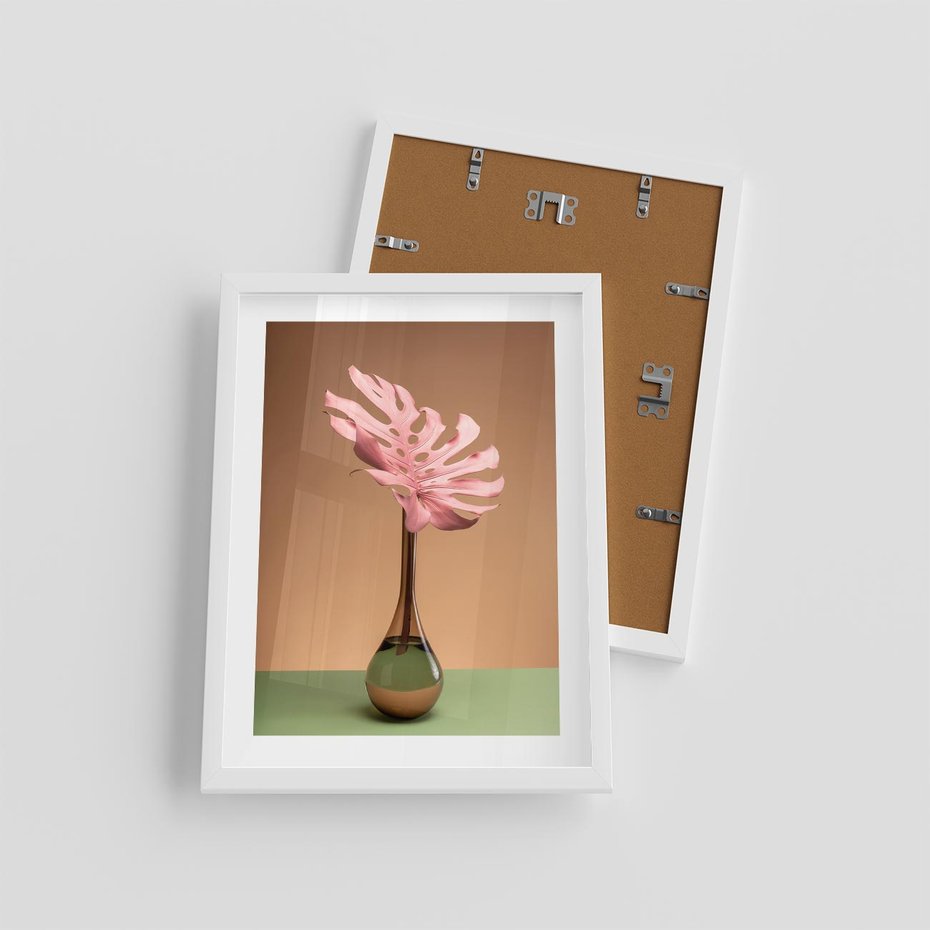 Plakat w ramie 30x40 - Wyjątkowy monstera - monstera, liść - rama biała
