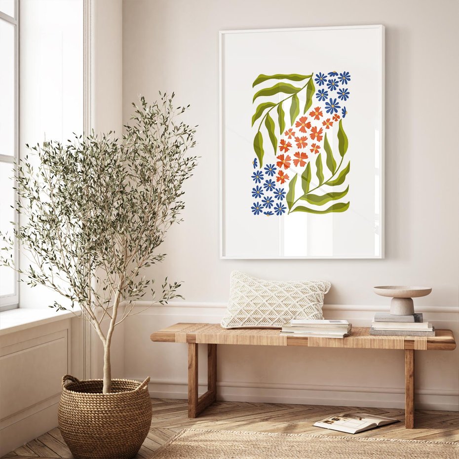 Plakat bez ramy 21x30 - Splątane Granice - kwiaty, sztuka nowoczesna