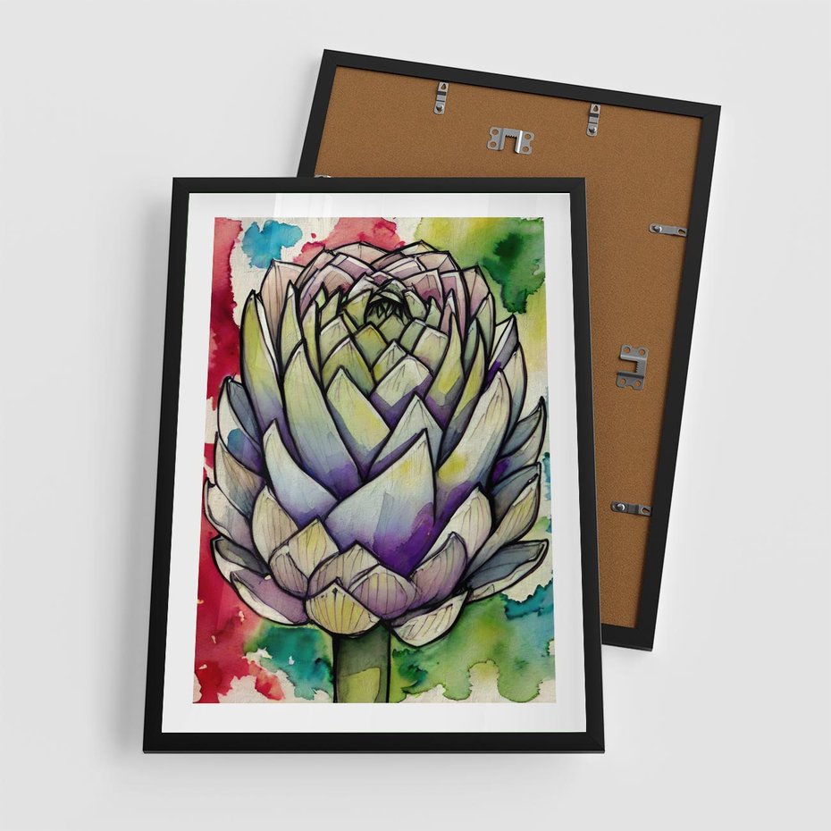 Plakat w ramie 50x70 - Zamknięte w Roślinie - abstrakcja, akwarela - rama czarna