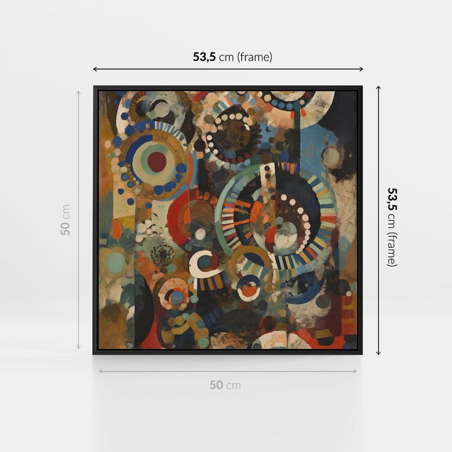 Obraz w ramie 50x50 - Podróżne Wizje Aberracji - abstrakcyjny obraz, mnogość kolorów - rama czarna