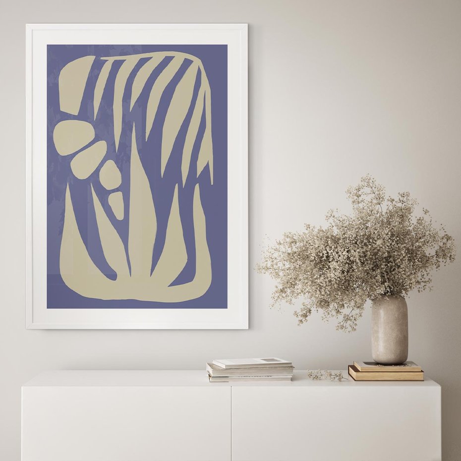 Plakat w ramie 30x40 - Kształty Niewidzialnych Granic - abstrakcyjna sztuka, skandynawski styl - rama biała