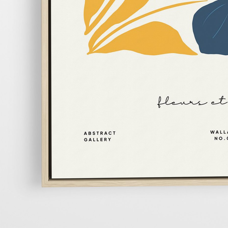 Obraz w ramie 70x100 - Błękitne Nowości - niebieskie kwiaty, nowoczesna sztuka - rama drewno