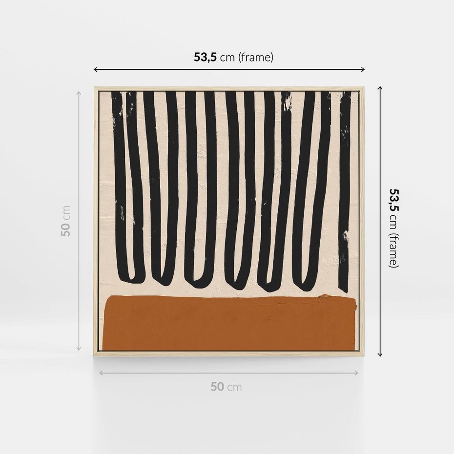 Obraz w ramie 50x50 - Boho Impulsy Kreatywności - abstrakcyjny plakat, brąz - rama drewno