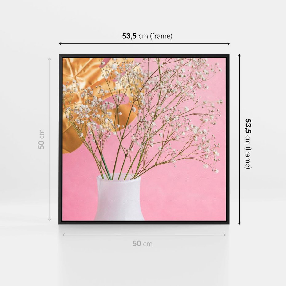 Obraz w ramie 50x50 - Przyjemność Złotej Natury - złote, liście - rama czarna