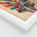 Plakat w ramie 50x70 - Symfonia Wzrokowych Impresji - abstrakcyjny kolorowy tęczowy obraz, inspiracje roślinne - rama biała