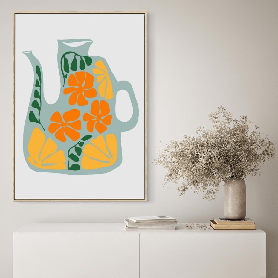 Obraz w ramie 80x120 - Kolorystyczna Ekspresja - czajnik, abstrakcja - rama drewno