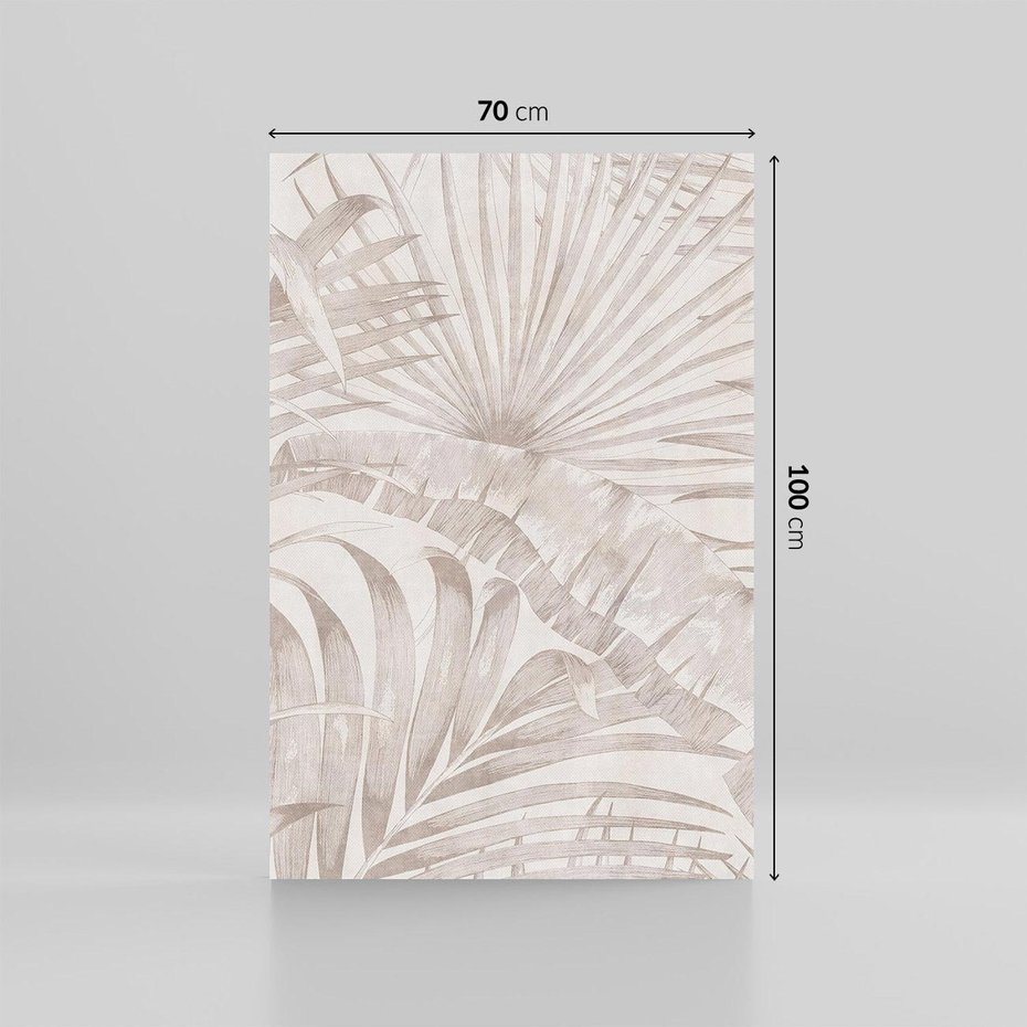 Obraz na płótnie 70x100 - Odsłonięte liściowe wspomnienia - monochromatyczne, kolory sepii