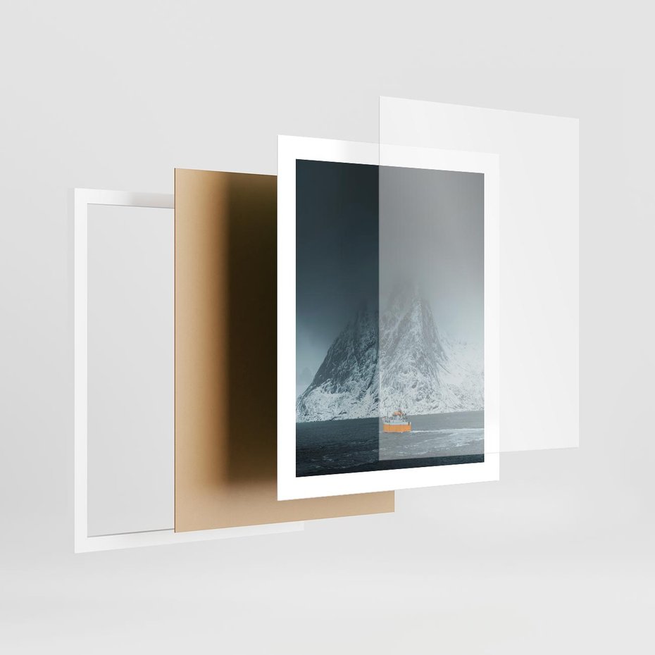 Plakat w ramie 40x50 - Skandynawski pejzaż - skadynawski, pejzaż - rama biała