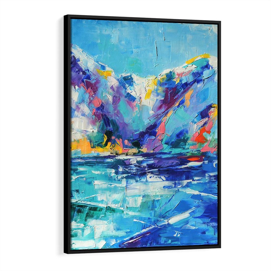 Obraz w ramie 50x70 - Mistyka Górskich Marzeń - abstrakcja, pejzaż gór - rama czarna