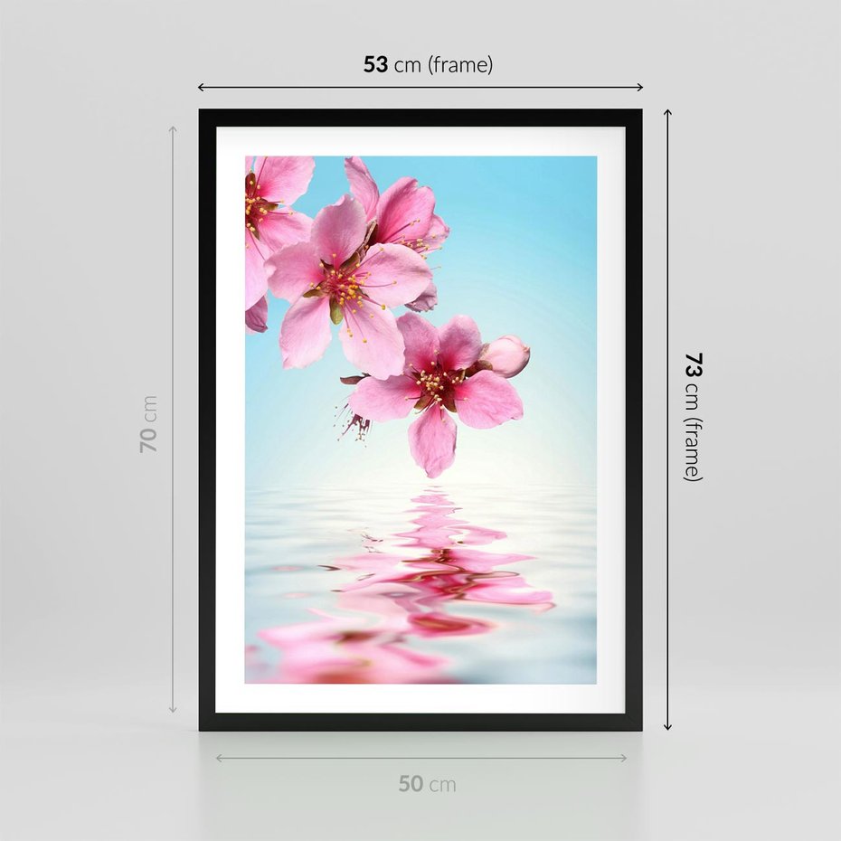 Plakat w ramie 50x70 - Magia kwitnącej wiśni - kwitnąca, wiśnia - rama czarna