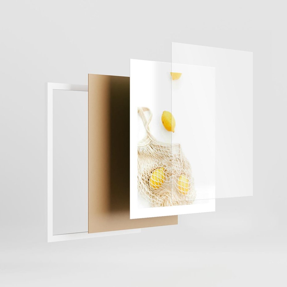 Plakat w ramie 30x40 - Cytrynowa Siatka - cytryny, materiałowa siatka - rama biała