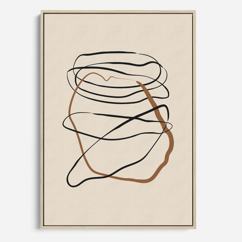 Obraz w ramie 50x70 - Bezczasowe Kontury - abstrakcyjne linie, zaplątane - rama drewno