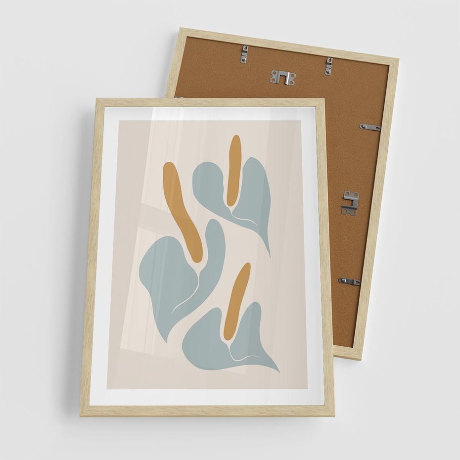 Plakat w ramie 50x70 - Kwiaty Pasteli - kwiaty, nowoczesne i minimalistyczne - rama drewno