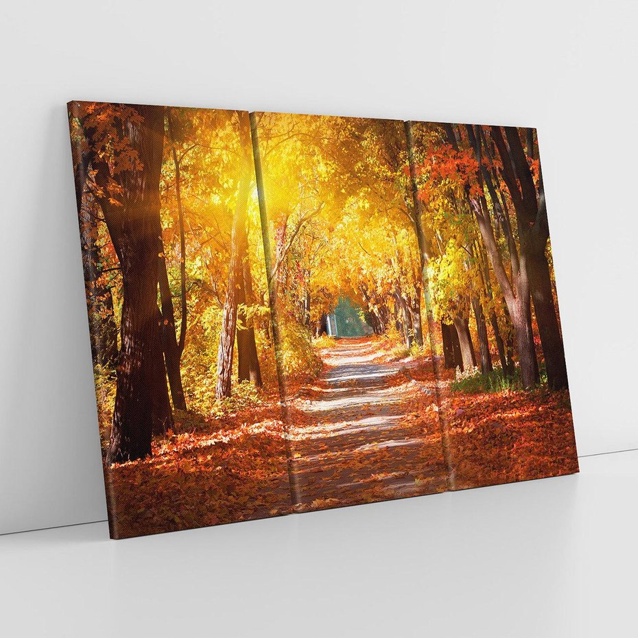 Obraz na płótnie 120x80 - Jesienna Droga: Przechadzka wśród Drzew - jesień, droga