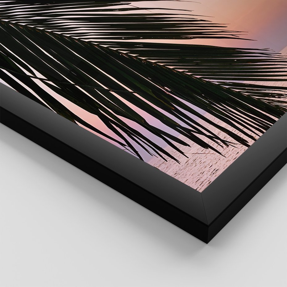 Zestaw obrazy w ramie 50x70 galeria - Tropikalne, palmy, zachód, słońca - rama czarna