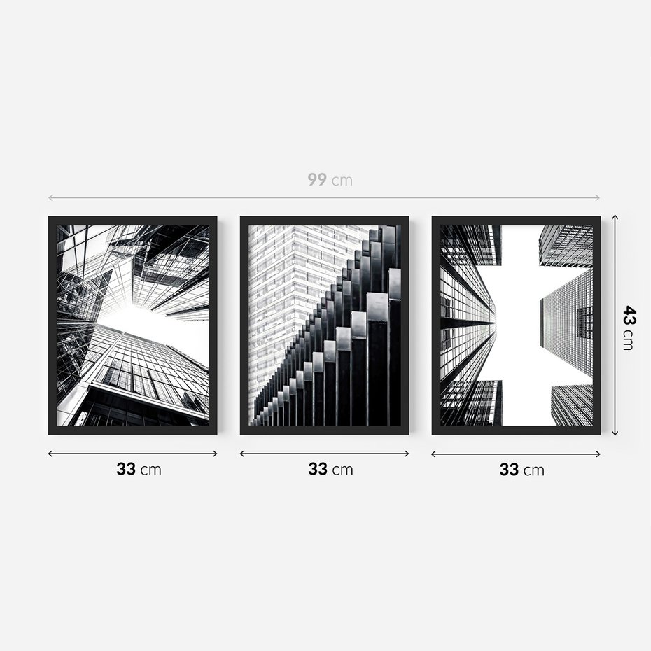Zestaw obrazy w ramie 30x40 galeria - Wieżowce, Nowy, Jork, miasto - rama czarna
