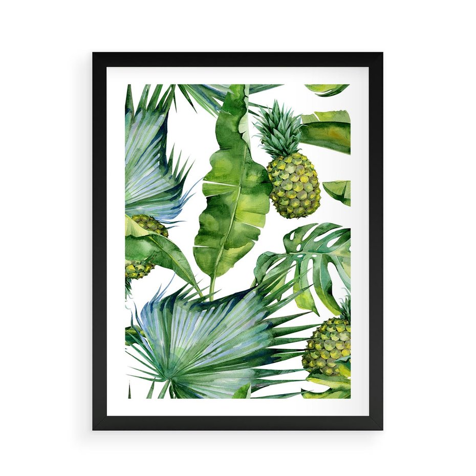 Plakat w ramie 50x70 - Oaza Natury - liście, tropikalne - rama czarna