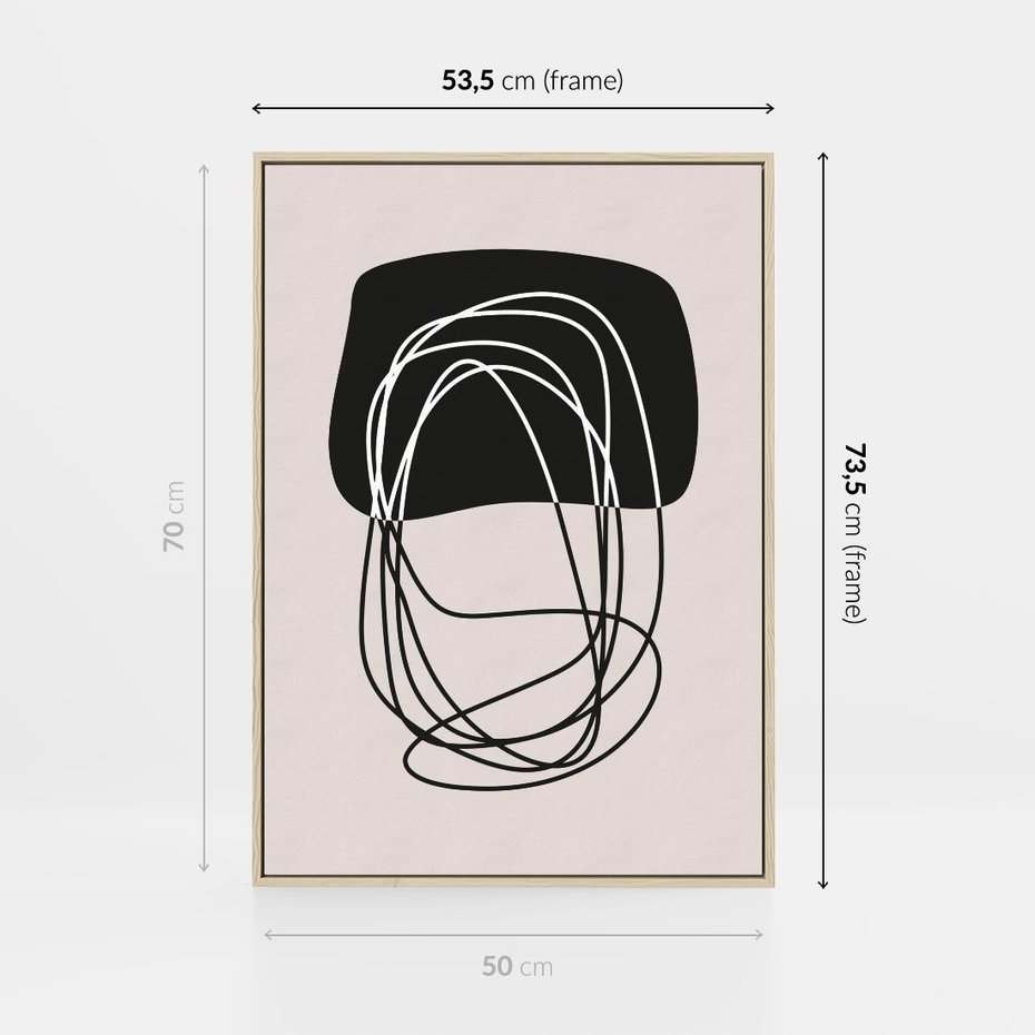 Obraz w ramie 50x70 - Strukturalne Kontrasty - abstrakcyjne szkicowane linie, minimalizm - rama drewno