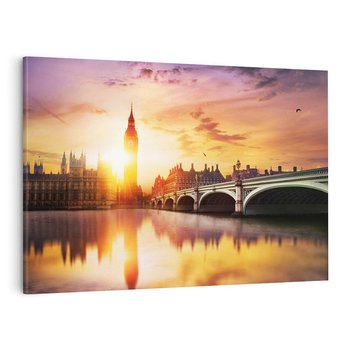 Obraz na płótnie 70x50 - Zachód słońca nad Big Benem i mostem - zachód, słońca