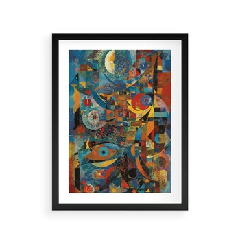 Plakat w ramie 30x40 - Migotliwe Przesunięcia Konturów - abstrakcyjny obraz, sztuka abstrakcji - rama czarna