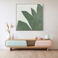 Obraz w ramie 50x50 - Oaza Harmonii - abstrakcyjny kształt, zielony plakat - rama drewno