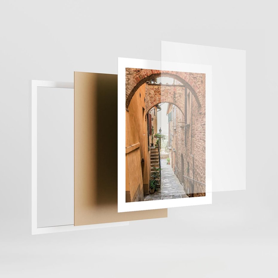 Plakat w ramie 40x50 - Magiczna podróż w głąb miasta - uliczka, perspektywa - rama biała