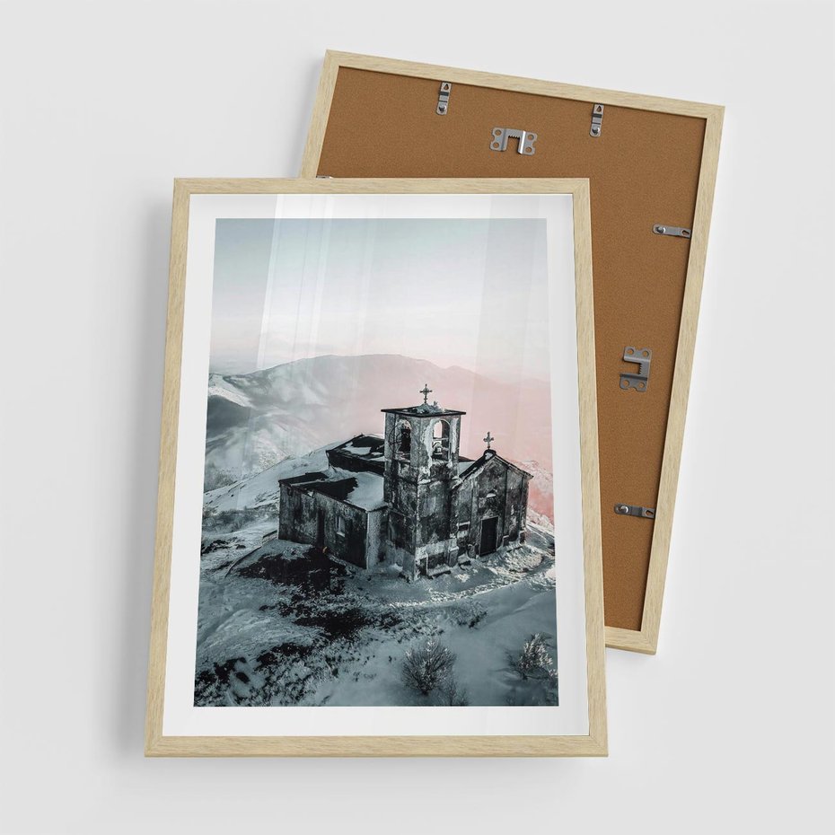 Plakat w ramie 50x70 - Stary Kościół w Górach - stary kościół, ruiny - rama drewno
