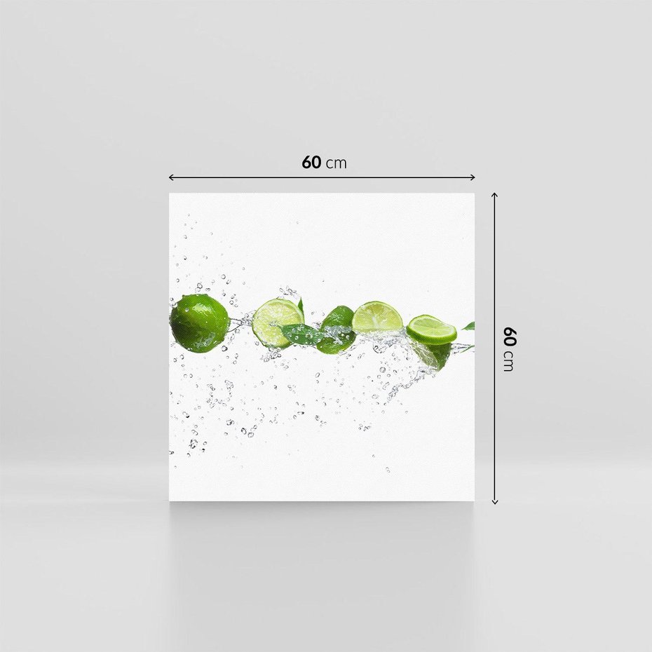 Obraz na płótnie 60x60 - Świeże limonki i woda - limonki, woda