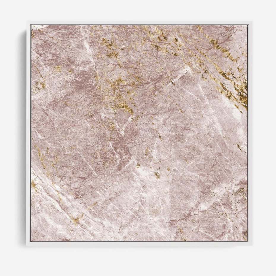 Obraz w ramie 50x50 - Wyjątkowa Stylizacja - marmur, złoto - rama biała