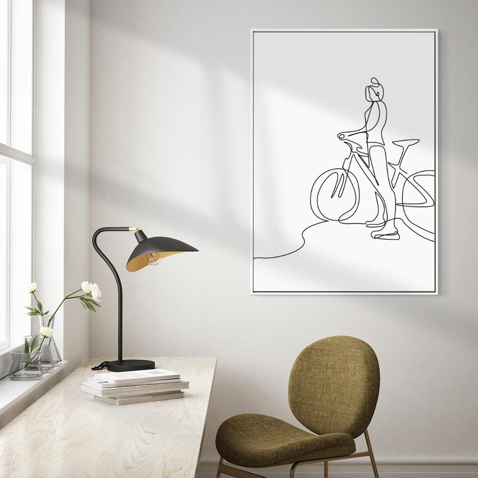 Obraz w ramie 70x100 - Minimalistyczna Przejażdżka - szkic, minimalizm - rama biała