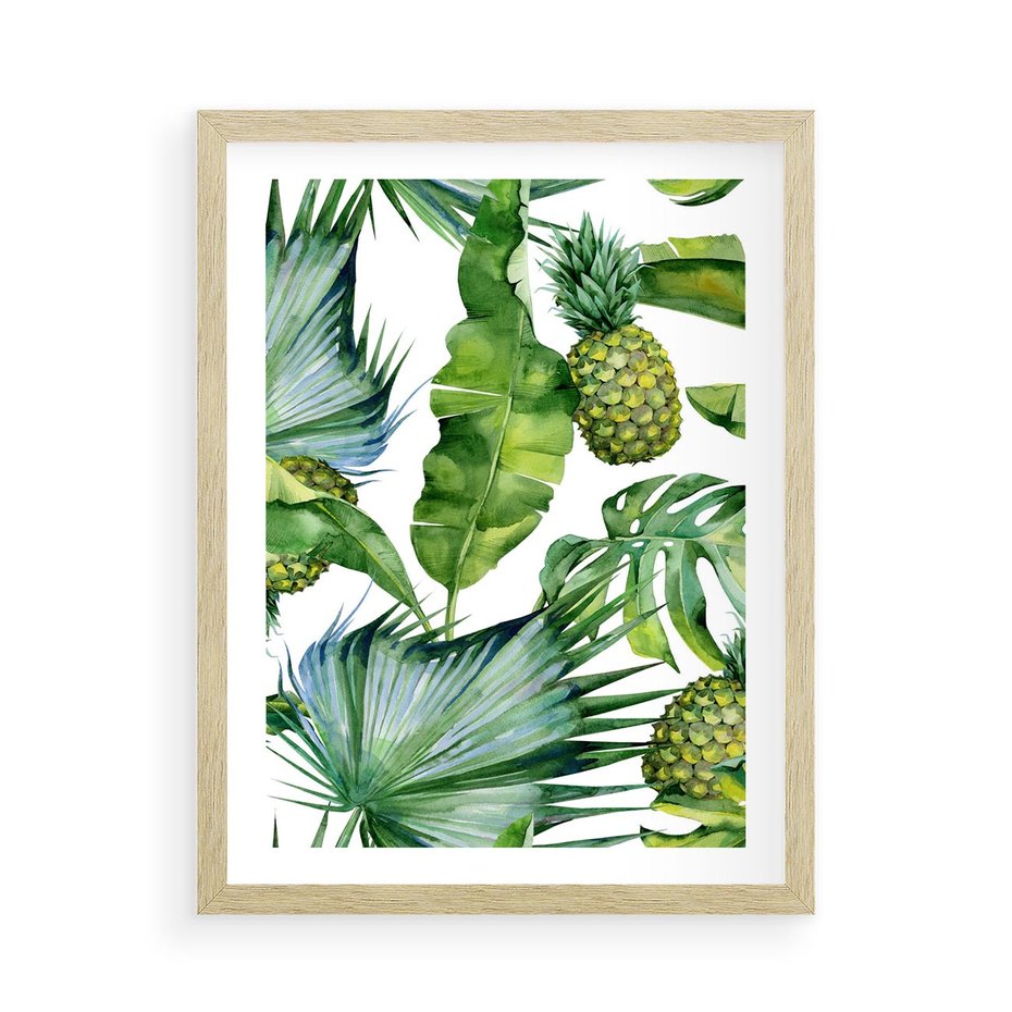 Plakat w ramie 50x70 - Oaza Natury - liście, tropikalne - rama drewno